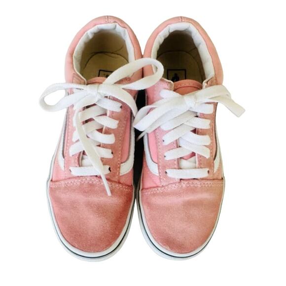VANS Girls Old Skool Skate Sneaker Rose Dawn Pink Suede Size 2.5 Unisex Leather - Picture 3 of 6